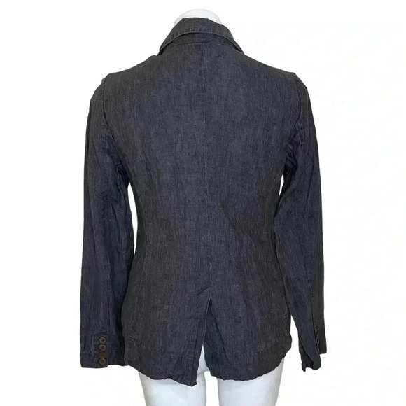 EILEEN FISHER Dapple Gray Rumpled Linen Delave Shaped Jacket blazer - Picture 3 of 5